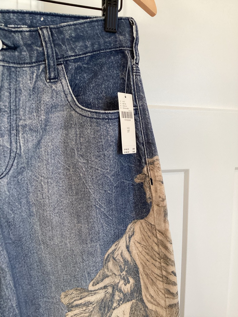Anthropologie Low Rise Wide Leg Jeans Pilcro New 27 Zbo Roman Lion Unicorn Art - Picture 11 of 15
